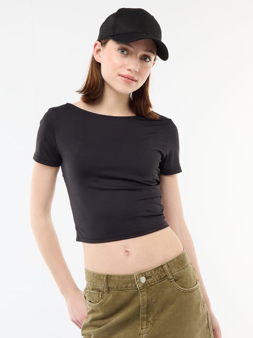 Cropped T-shirt with Square Back Neckline - Kiabi