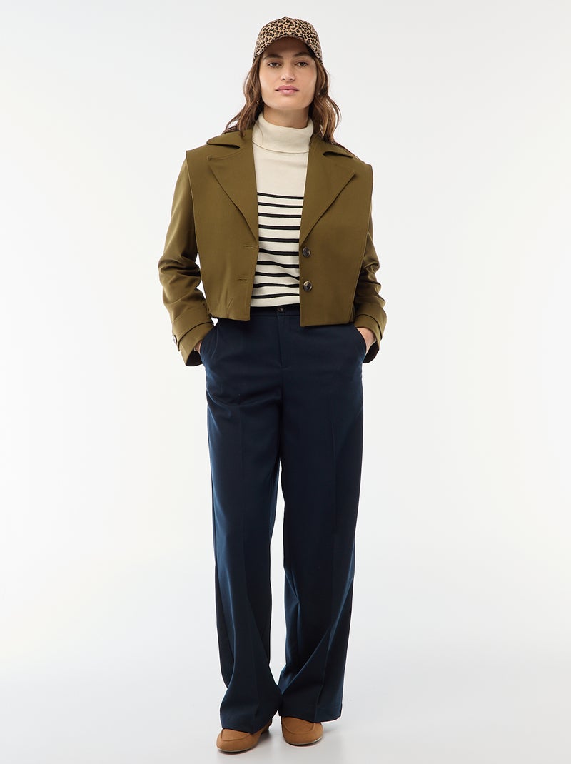 Cropped Trench Style Jacket Green - Kiabi