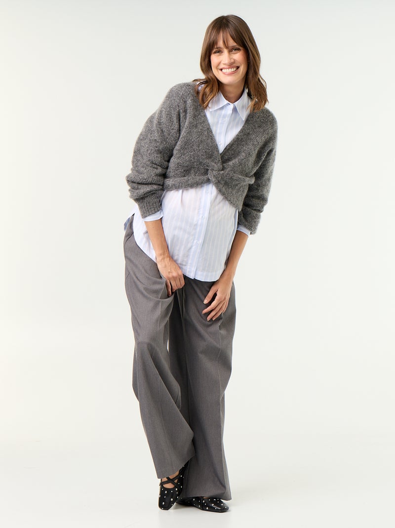 Cropped Twisted Maternity Jumper Grey - Kiabi