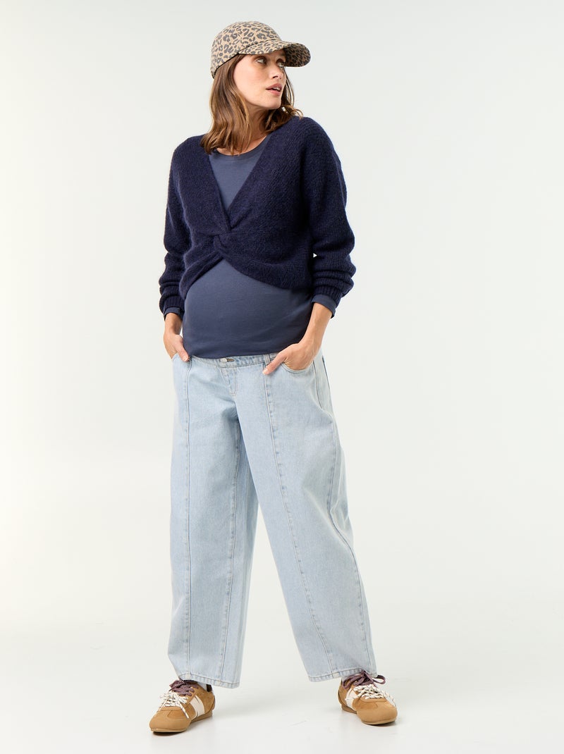 Cropped-Umstandspullover mit Twist-Detail Bleu - Kiabi