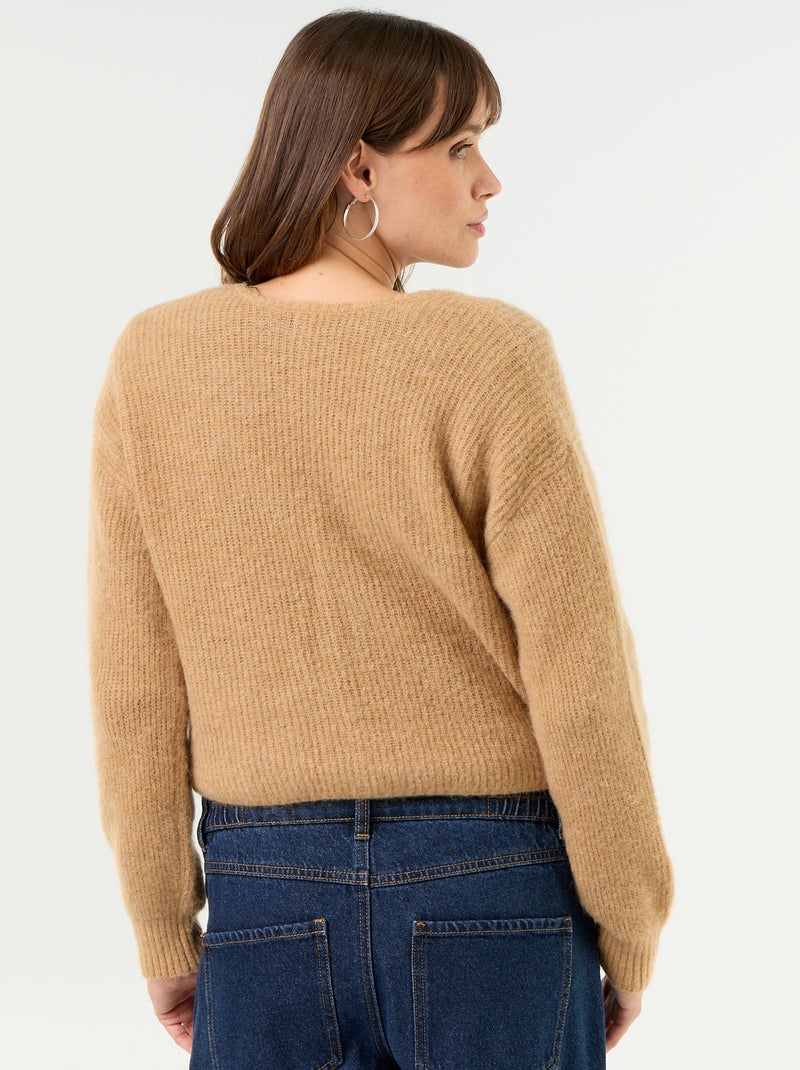 Cropped-Umstandspullover mit Twist-Detail Taupe - Kiabi