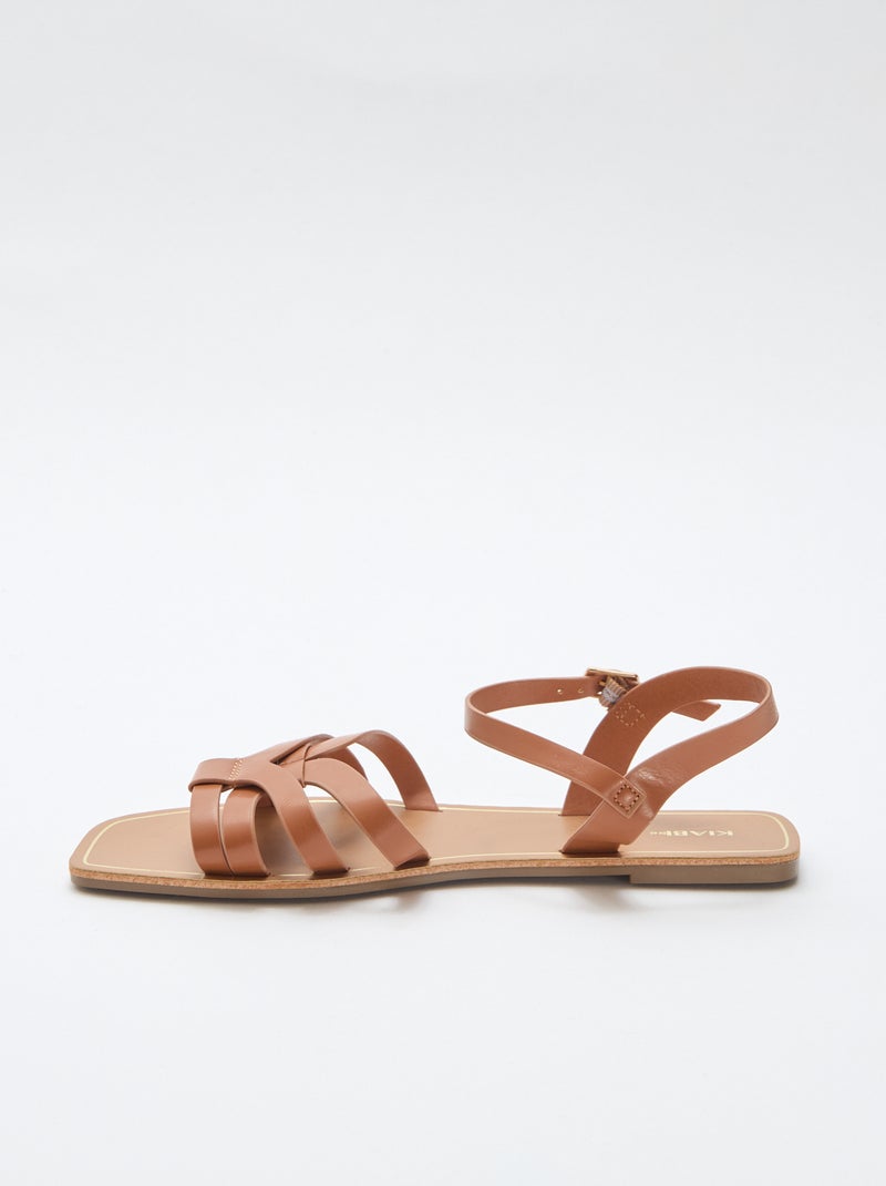 Cross-Strap Sandals Brown - Kiabi