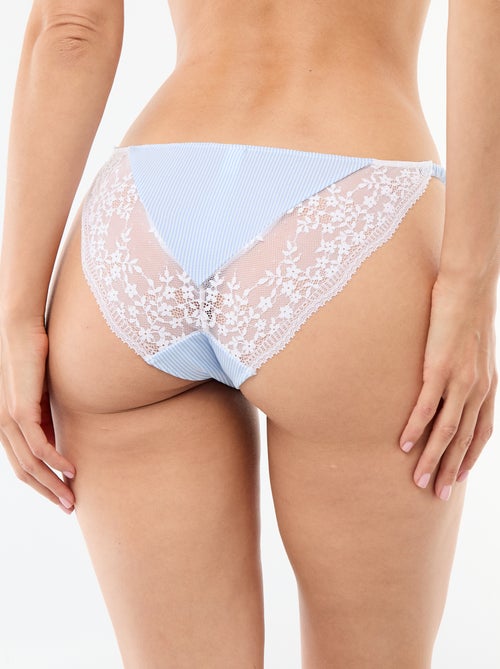 Culotte bi-matière rayée avec dentelle - Kiabi
