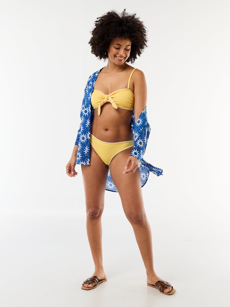 Culotte de bain avec surpiqûres contrastées Jaune - Kiabi