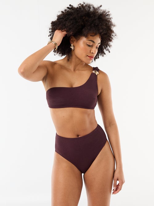 Culotte de bain gaufrée taille haute - Kiabi