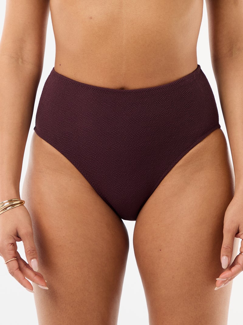 Culotte de bain gaufrée taille haute Violet - Kiabi