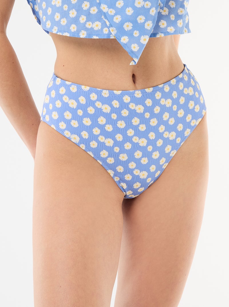 Culotte de bain imprimé fleuris taille haute Bleu - Kiabi