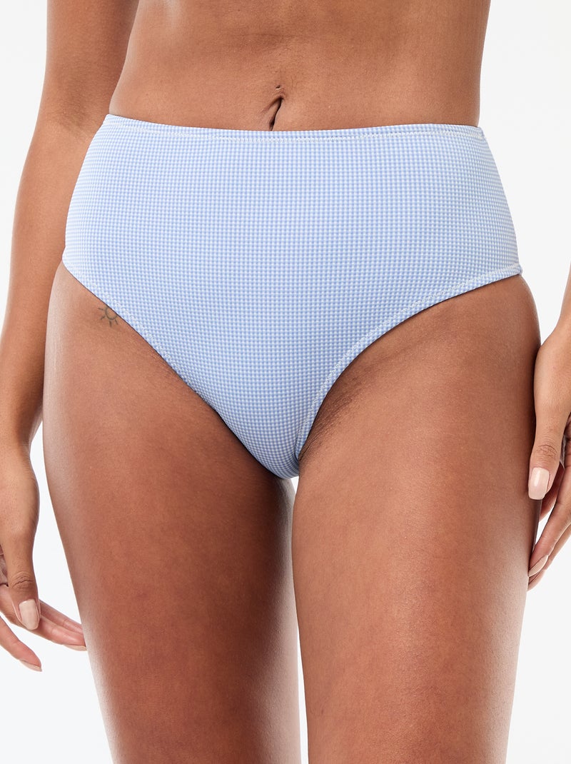 Culotte de bain taille haute imprimé vichy Bleu - Kiabi