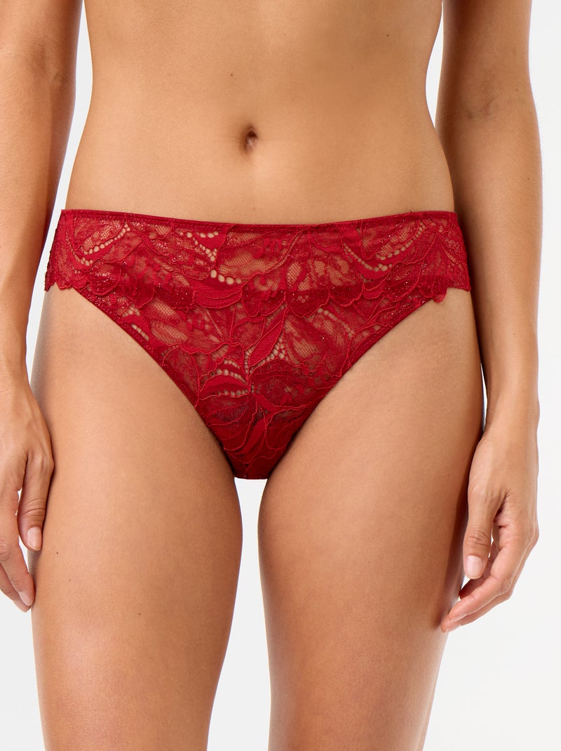 Culotte en dentelle pailletée Rouge - Kiabi