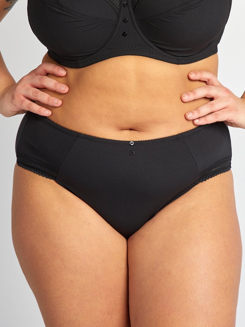 Culotte en microfibre côtelée Noir - Kiabi