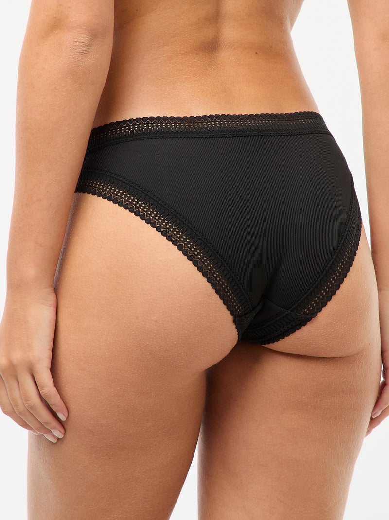 Culotte en microfibre côtelée Noir - Kiabi