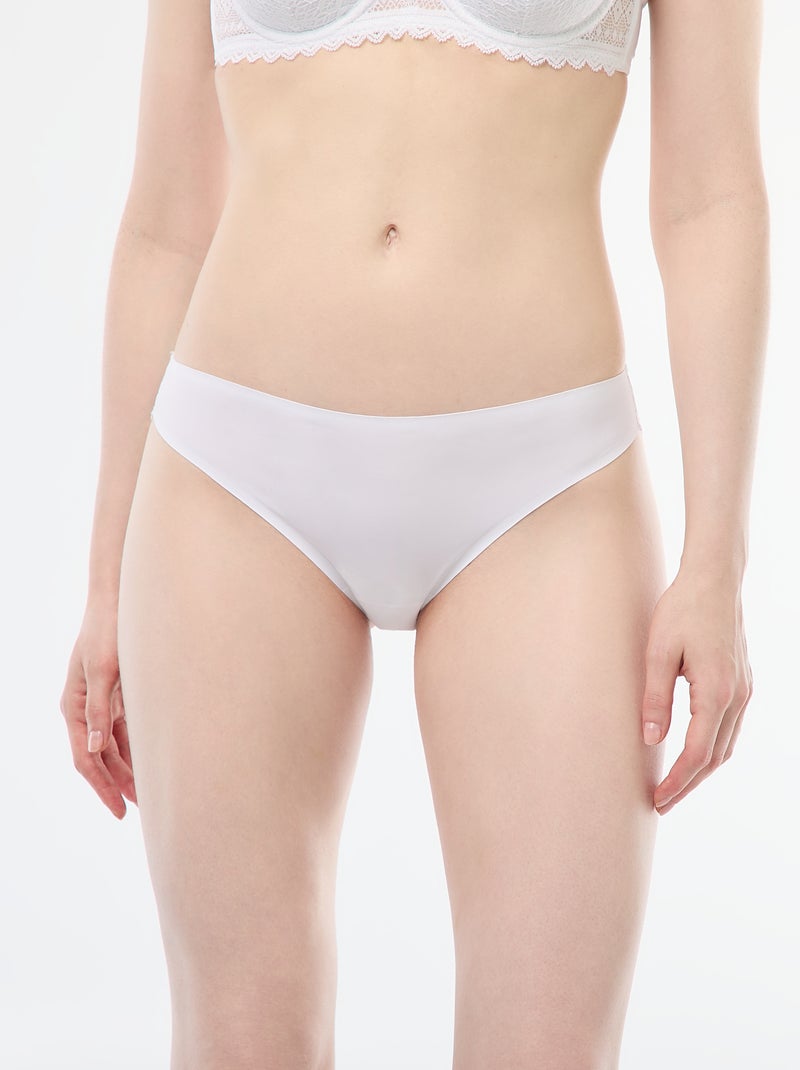 Culotte en microfibre et en dentelle Blanc - Kiabi