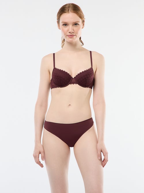 Culotte en microfibre et en dentelle - Kiabi