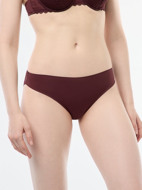Culotte en microfibre et en dentelle - Kiabi