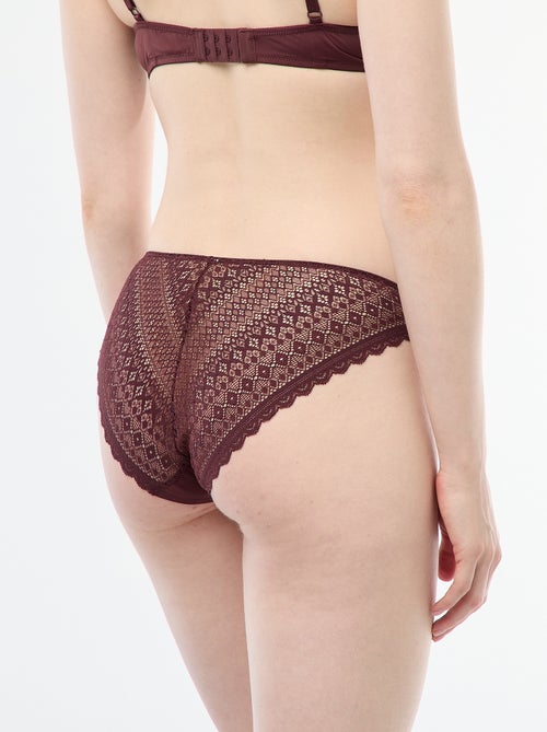 Culotte en microfibre et en dentelle - Kiabi
