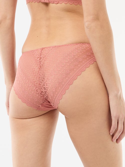 Culotte en microfibre et en dentelle - Kiabi