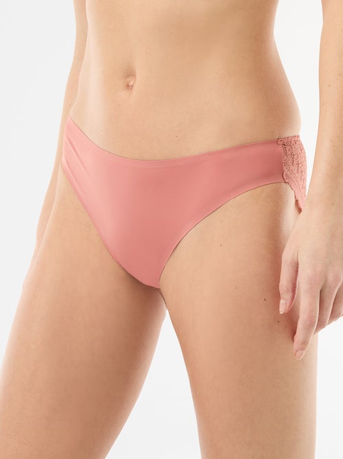 Culotte en microfibre et en dentelle - Kiabi