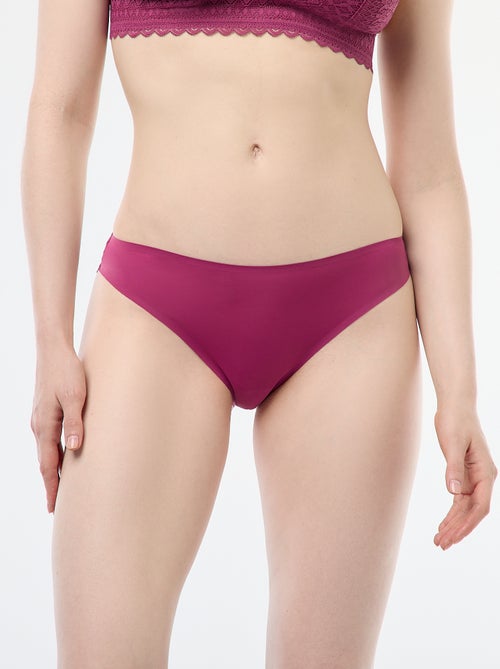 Culotte en microfibre et en dentelle - Kiabi