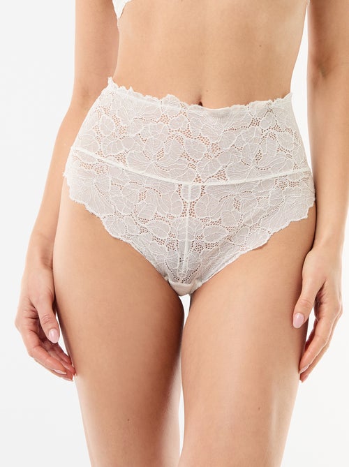 Culotte haute en dentelle fleurie - Kiabi