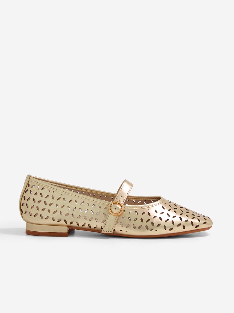 Cut-out ballet flats with buckle Yellow - Kiabi