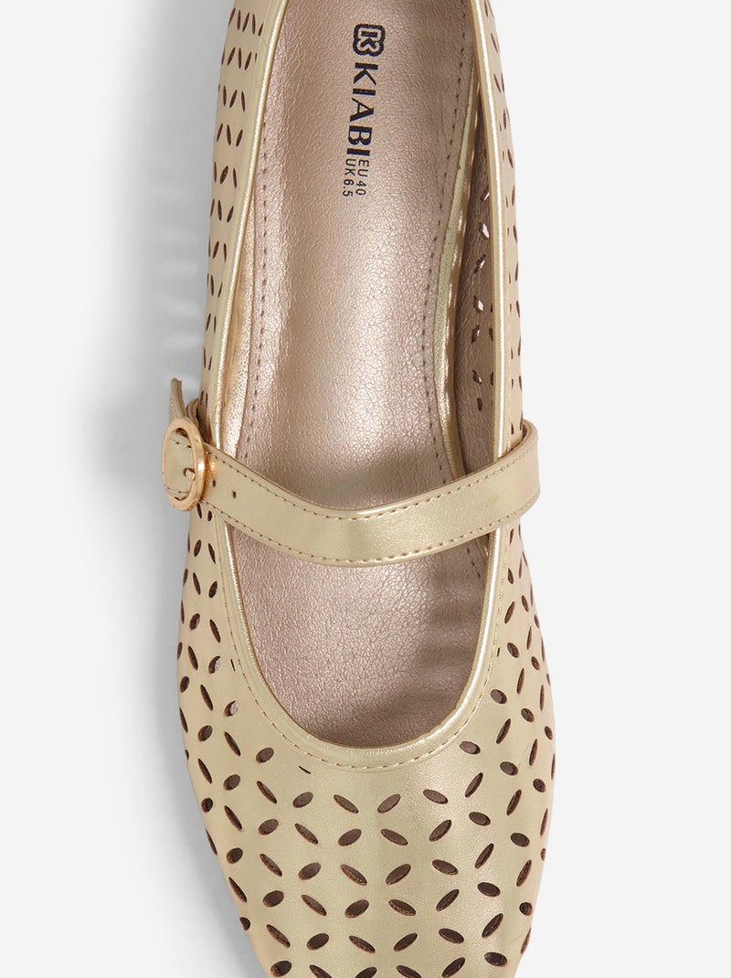 Cut-out ballet flats with buckle Yellow - Kiabi