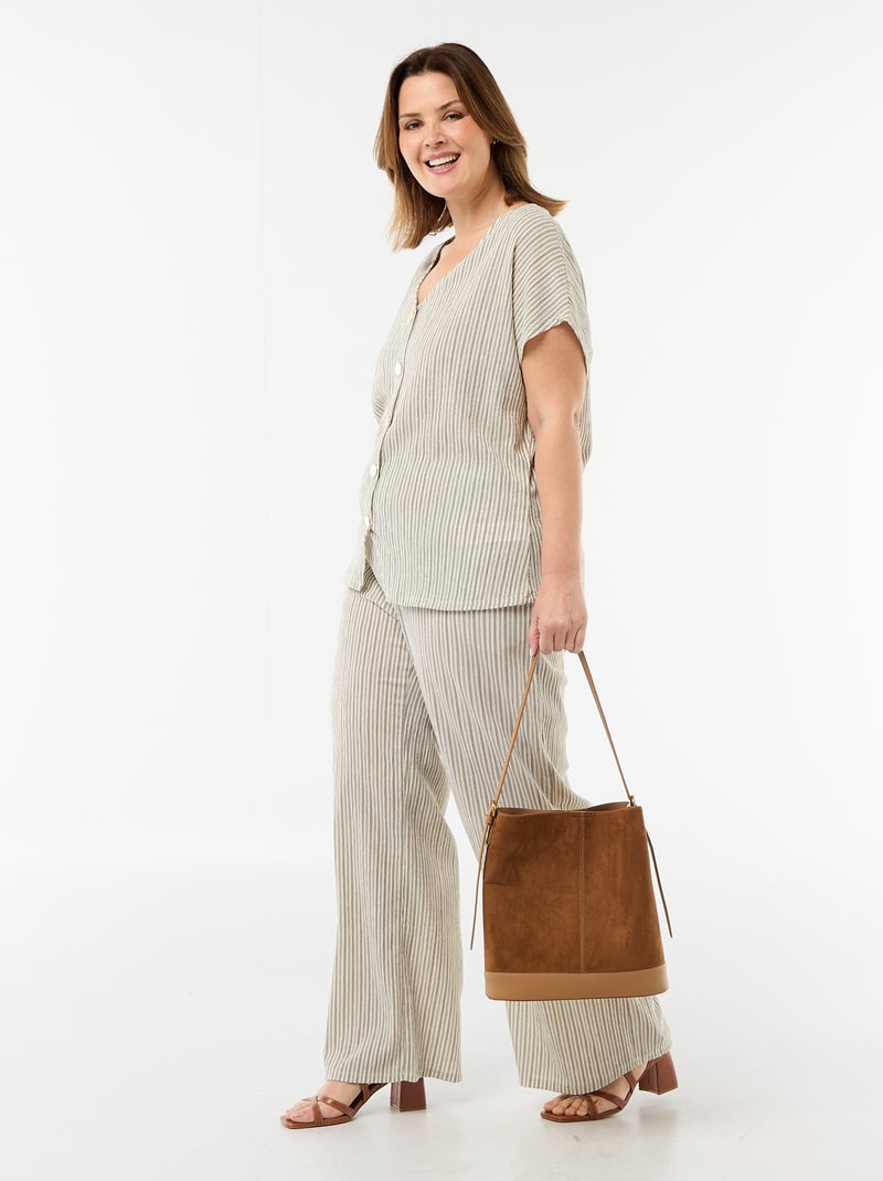 Débardeur à boutons dorés Blanc/bleu - Kiabi