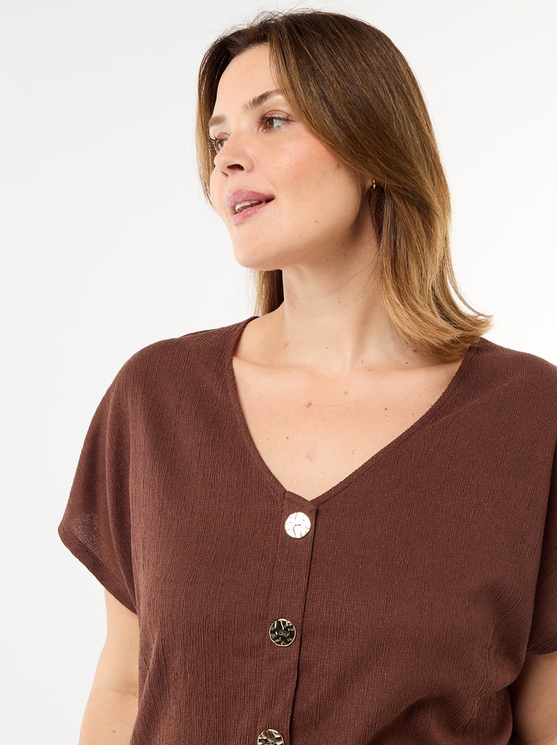 Débardeur à boutons dorés Marron - Kiabi