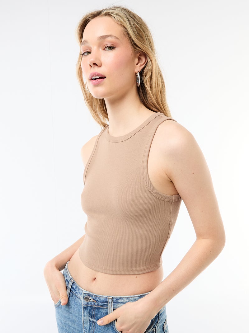 Débardeur à emmanchures américaines Beige - Kiabi