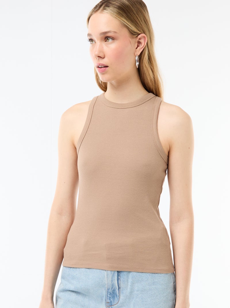 Débardeur à emmanchures américaines Beige - Kiabi