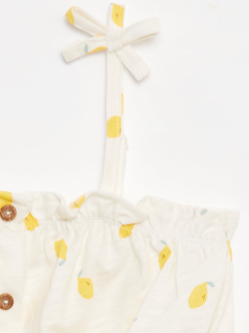 Débardeur à fines bretelles avec volants Blanc/jaune - Kiabi