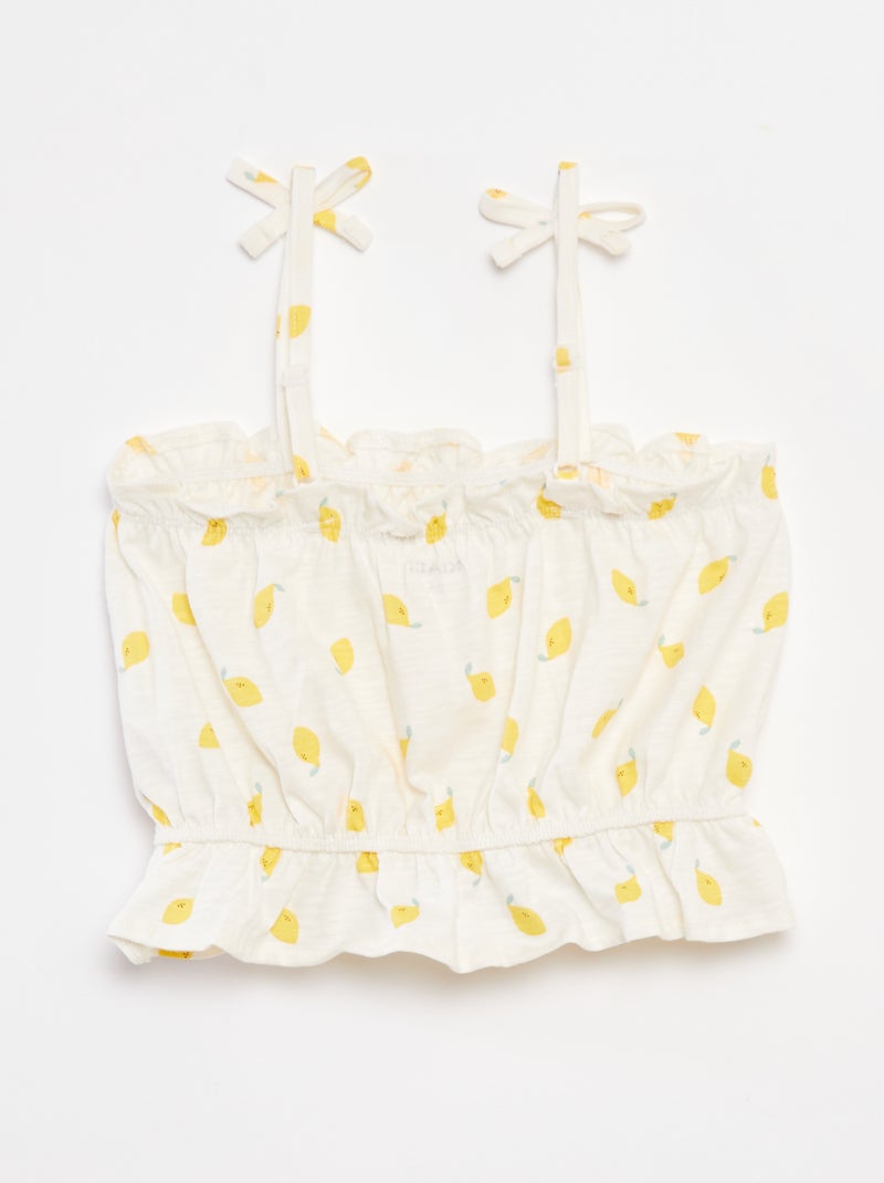 Débardeur à fines bretelles avec volants Blanc/jaune - Kiabi