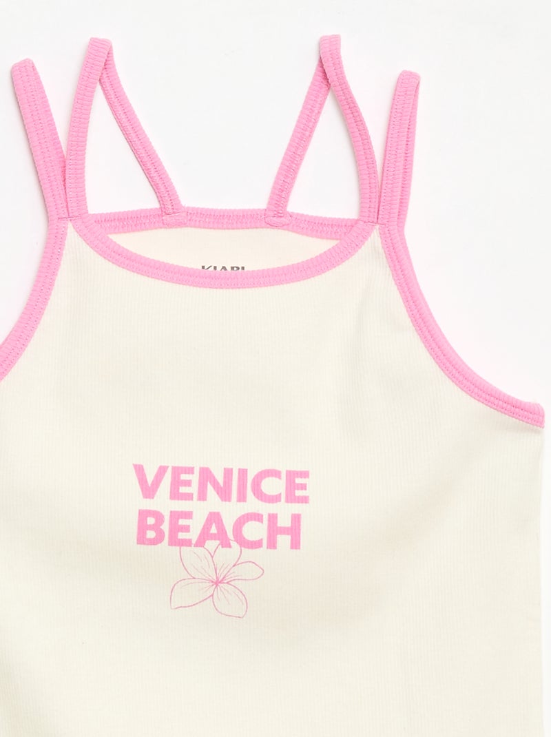 Débardeur à fines bretelles et animation poitrine Blanc - Kiabi