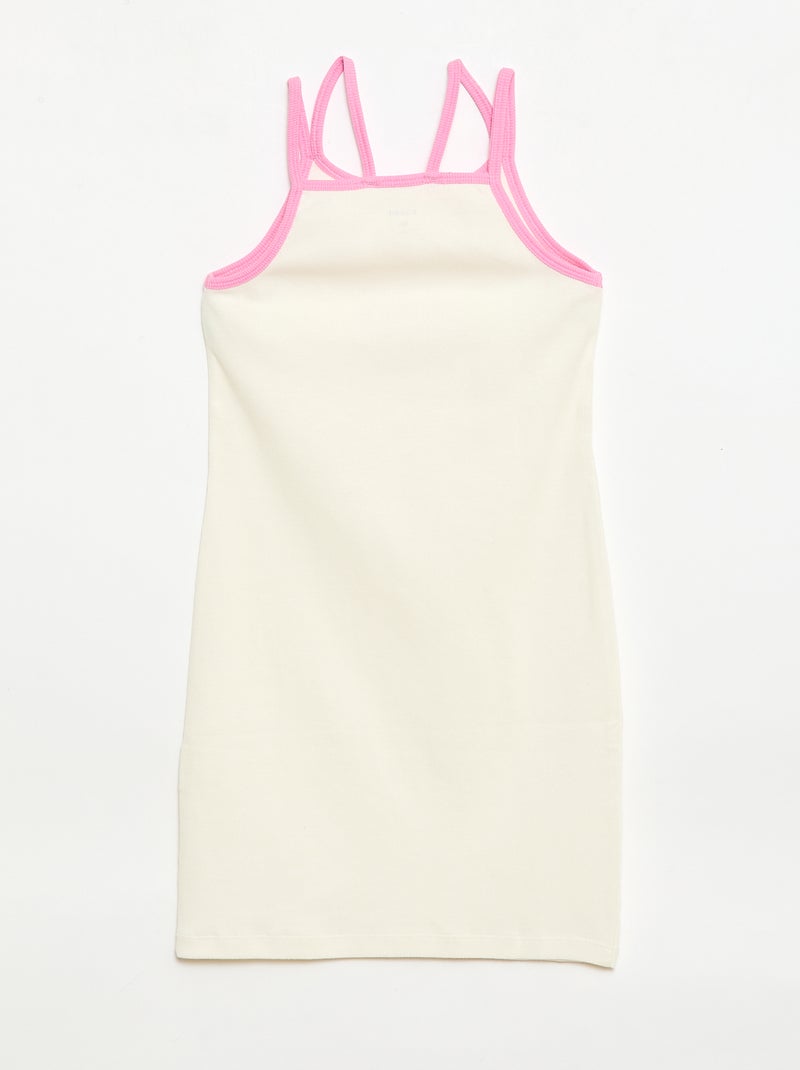 Débardeur à fines bretelles et animation poitrine Blanc - Kiabi