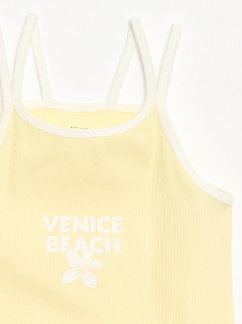 Débardeur à fines bretelles et animation poitrine Jaune - Kiabi