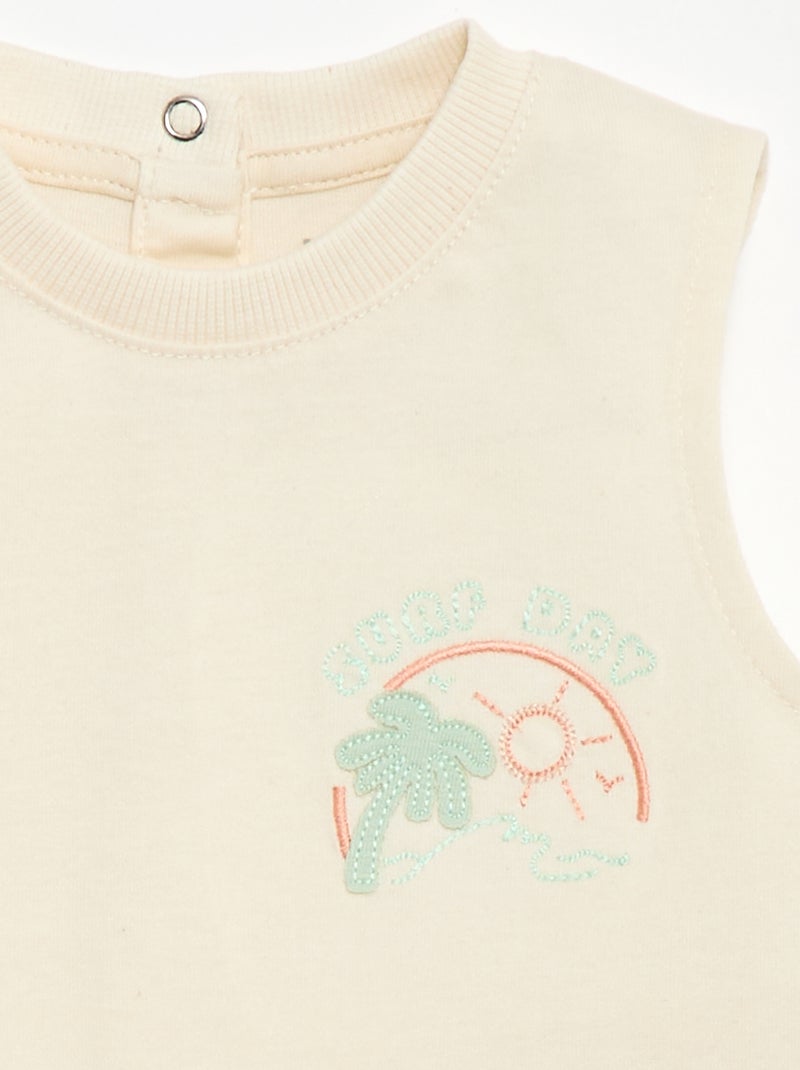 Débardeur avec broderie fantaisie Blanc - Kiabi