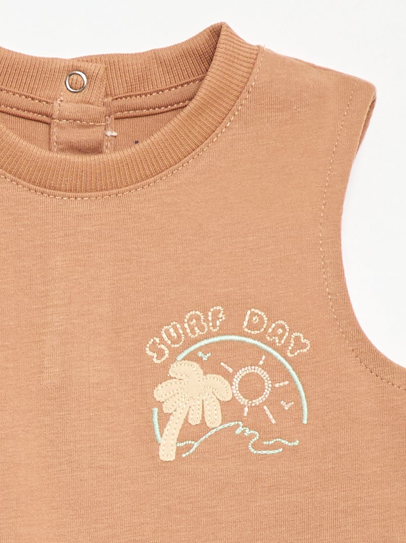 Débardeur avec broderie fantaisie Marron - Kiabi