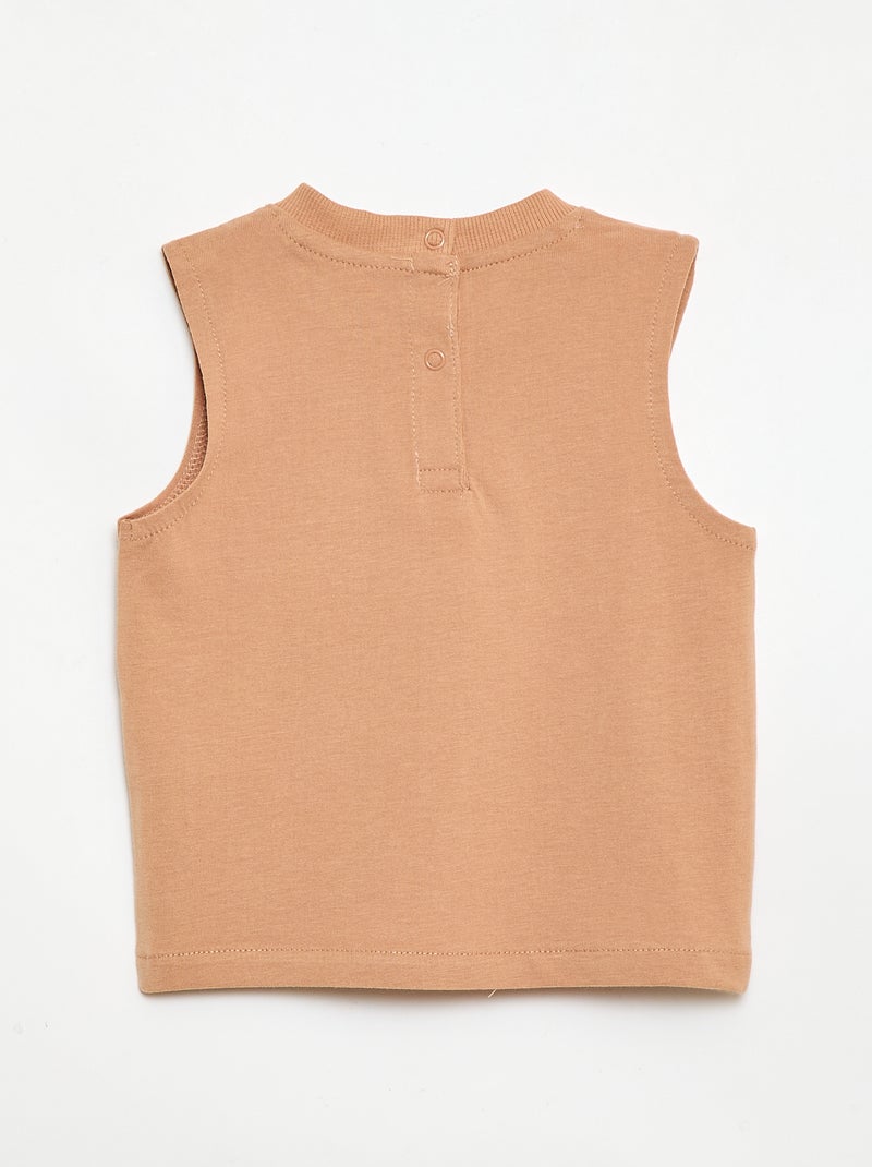 Débardeur avec broderie fantaisie Marron - Kiabi