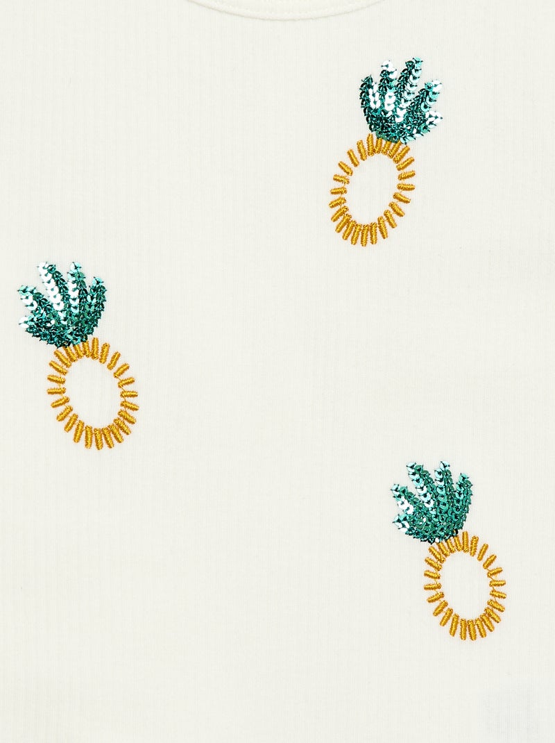 Débardeur avec broderies fantaisies Blanc - Kiabi