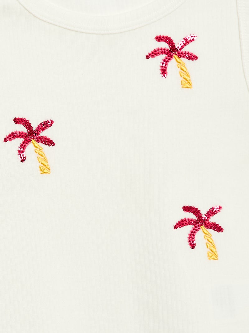 Débardeur avec broderies fantaisies Blanc - Kiabi