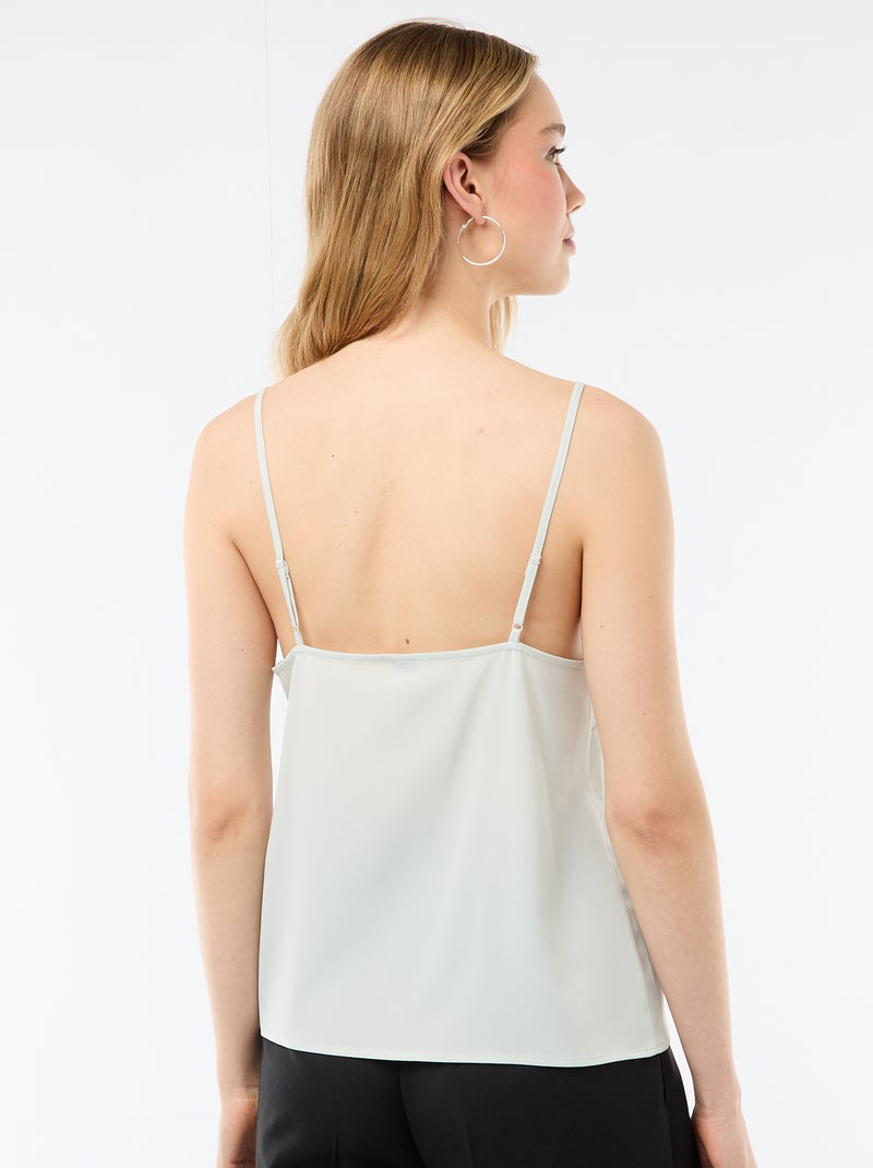 Débardeur avec fines bretelles réglables et col en dentelle Bleu - Kiabi