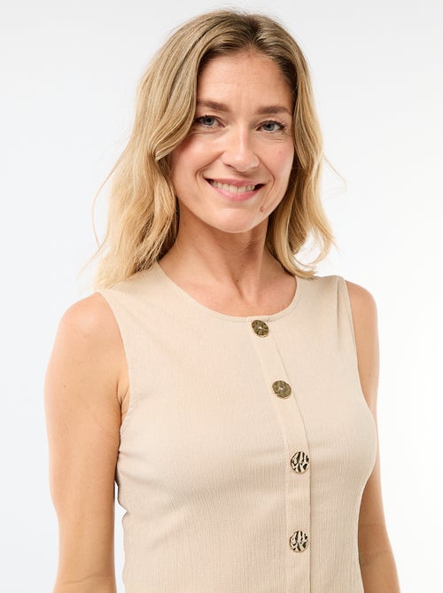 Débardeur avec ouverture par boutons dorés martelés - Kiabi
