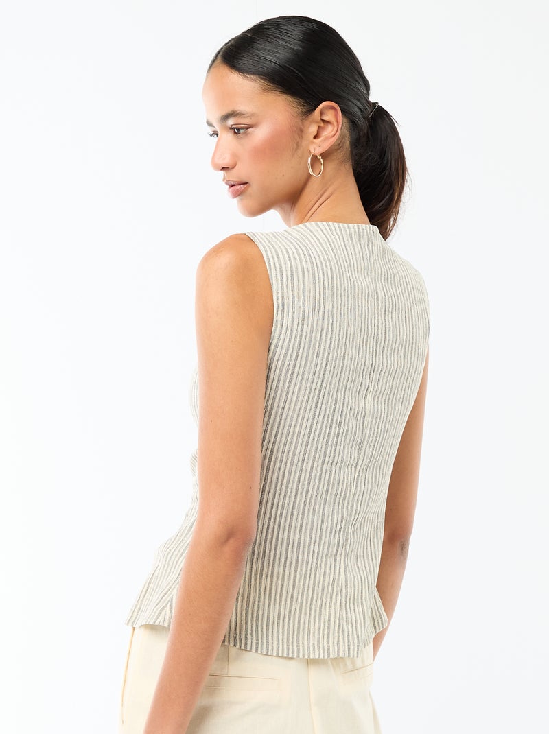 Débardeur avec ouverture par boutons dorés martelés Blanc - Kiabi