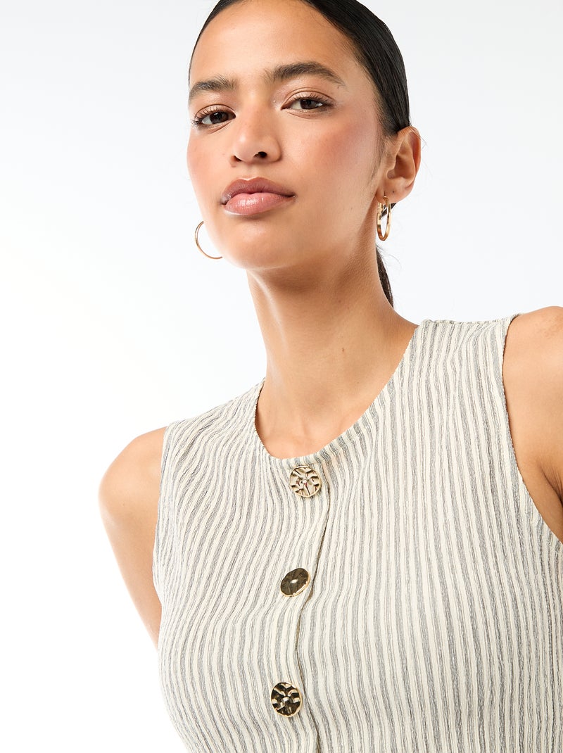 Débardeur avec ouverture par boutons dorés martelés Blanc - Kiabi