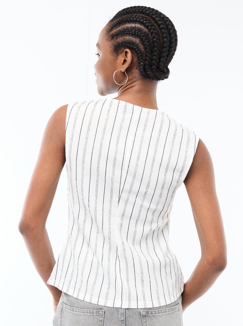 Débardeur avec ouverture par boutons dorés martelés Blanc - Kiabi