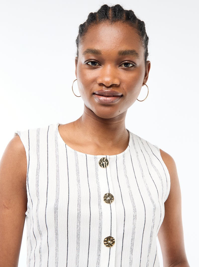 Débardeur avec ouverture par boutons dorés martelés Blanc - Kiabi