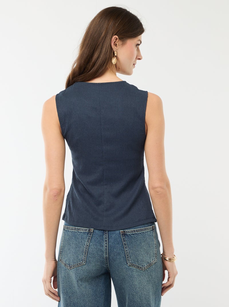 Débardeur avec ouverture par boutons dorés martelés Bleu - Kiabi