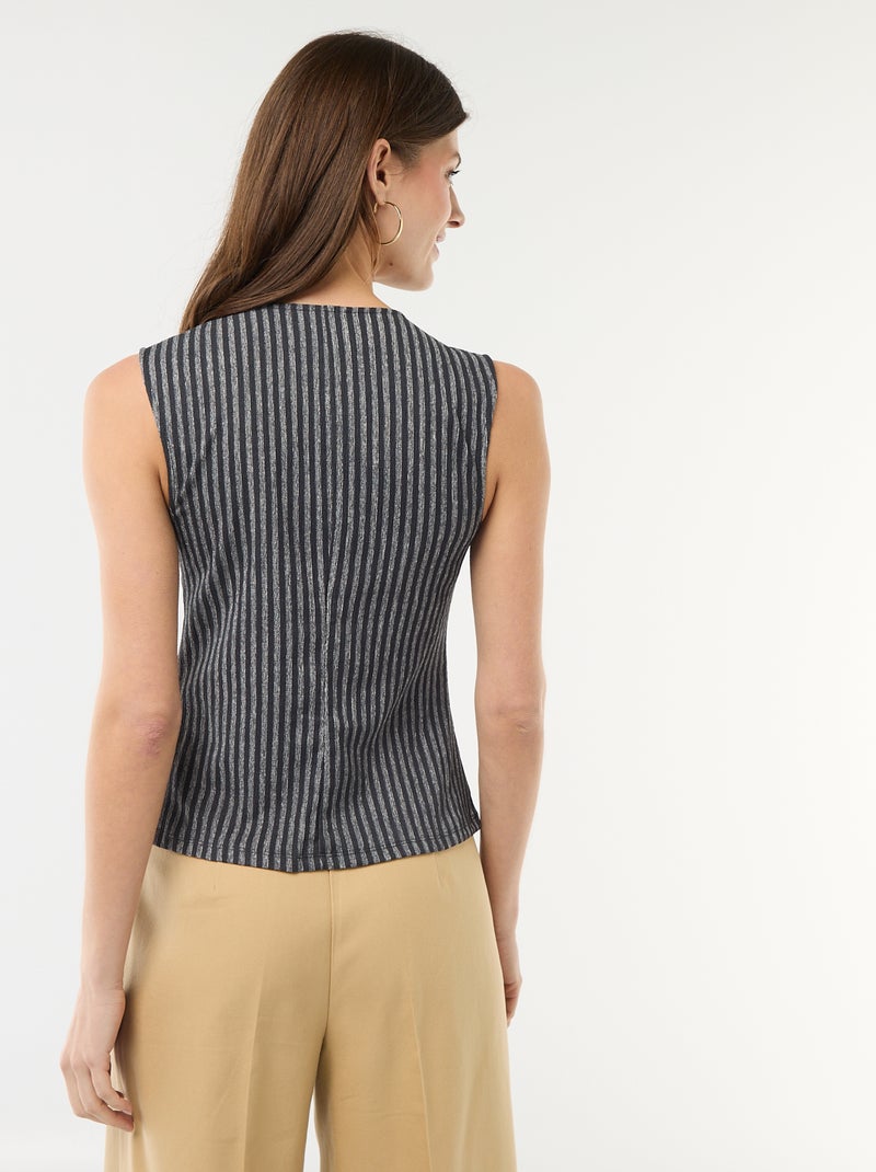 Débardeur avec ouverture par boutons dorés martelés Gris - Kiabi