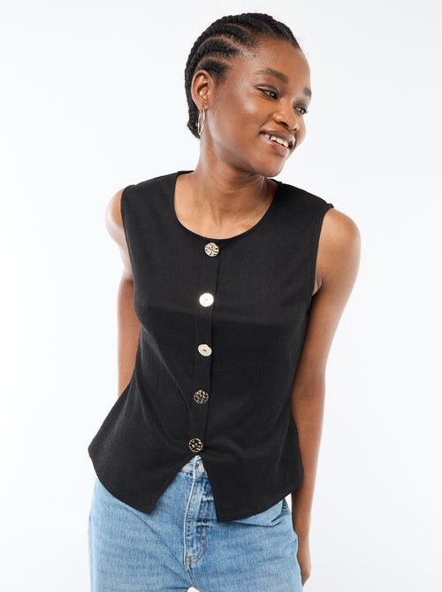 Débardeur avec ouverture par boutons dorés martelés - Kiabi