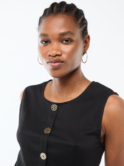 Débardeur avec ouverture par boutons dorés martelés - Kiabi