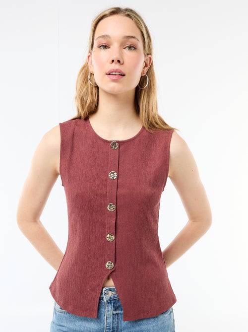 Débardeur avec ouverture par boutons dorés martelés - Kiabi